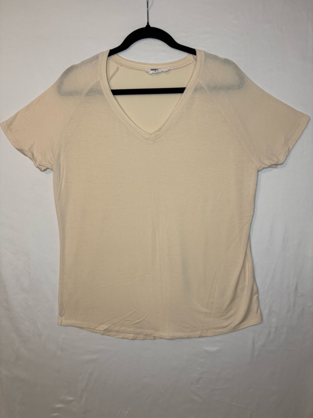 Double Zero V-Neck Short Sleeve Top - Cream